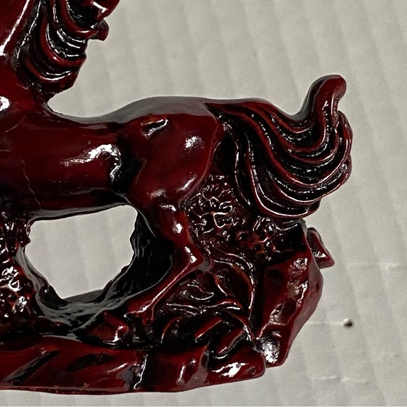Chinese Resin Wild Horse cinnabar Red Statue Sculpture Vintage Feng Shui Lucky - Picture 2 of 16